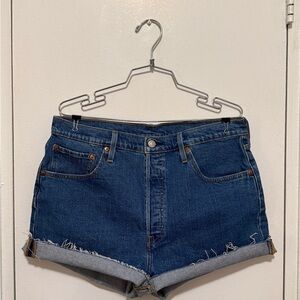Levi's Dark Blue Rolled Hem Denim Shorts